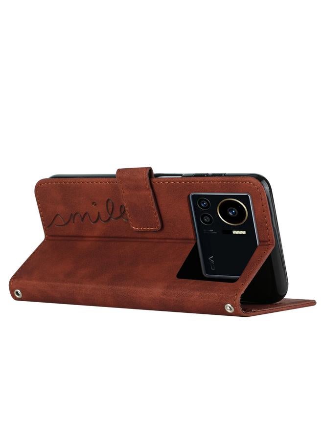 Zaboon Case For Infinix Note 12 VIP Skin Feel Heart Pattern Leather Phone Case with Lanyard - Image 3