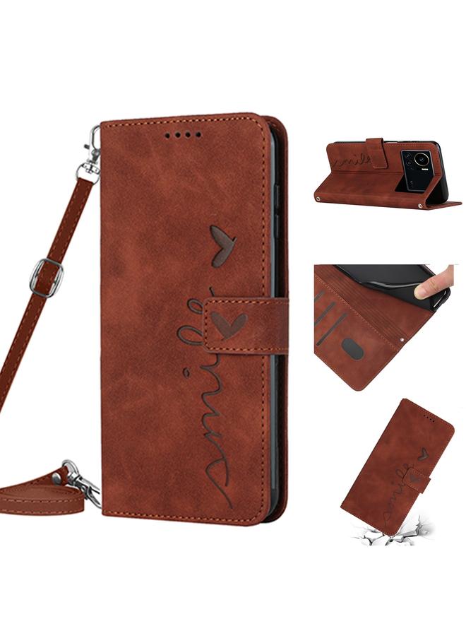 Zaboon Case For Infinix Note 12 VIP Skin Feel Heart Pattern Leather Phone Case with Lanyard - Image 1