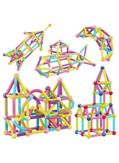 RAQTA Magnetic Stick Building Block Set – 100-Piece Construction & Stacking STEM Learning Kit for Kids with Storage Bin  - Image 1