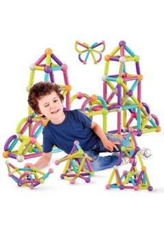 RAQTA Magnetic Stick Building Block Set – 100-Piece Construction & Stacking STEM Learning Kit for Kids with Storage Bin  - Image 2