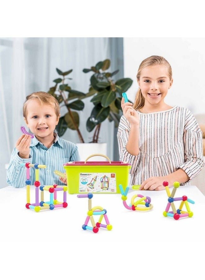 رقطة مجموعة مكعبات بناء مغناطيسية، 100 قطعة من ألعاب مونتيسوري STEM فائقة القوة للأطفال، مجموعة تعليمية للبناء والتكديس المغناطيسي مع صندوق تخزين للأولاد والبنات - Image 4