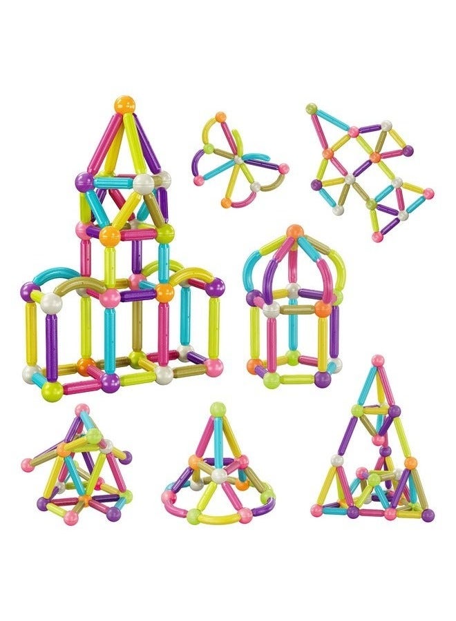 رقطة مجموعة مكعبات بناء مغناطيسية، 100 قطعة من ألعاب مونتيسوري STEM فائقة القوة للأطفال، مجموعة تعليمية للبناء والتكديس المغناطيسي مع صندوق تخزين للأولاد والبنات - Image 3