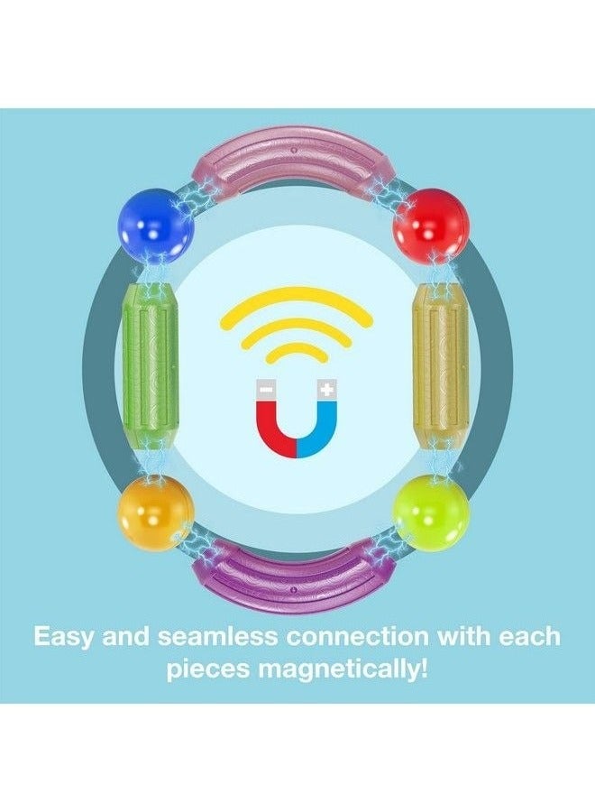 رقطة مجموعة مكعبات بناء مغناطيسية، 100 قطعة من ألعاب مونتيسوري STEM فائقة القوة للأطفال، مجموعة تعليمية للبناء والتكديس المغناطيسي مع صندوق تخزين للأولاد والبنات - Image 5