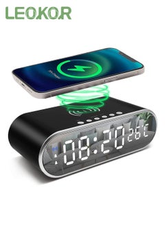 LEOKOR Digital Alarm Clock with Wireless Charging LED Desk Clocks for Home Bedroom, Desk, Office  - Image 1