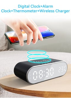 LEOKOR Digital Alarm Clock with Wireless Charging LED Desk Clocks for Home Bedroom, Desk, Office  - Image 2