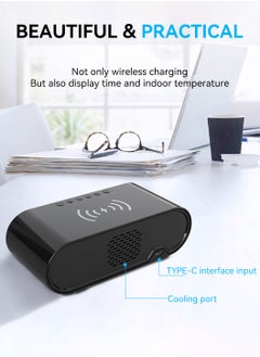 LEOKOR Digital Alarm Clock with Wireless Charging LED Desk Clocks for Home Bedroom, Desk, Office  - Image 4