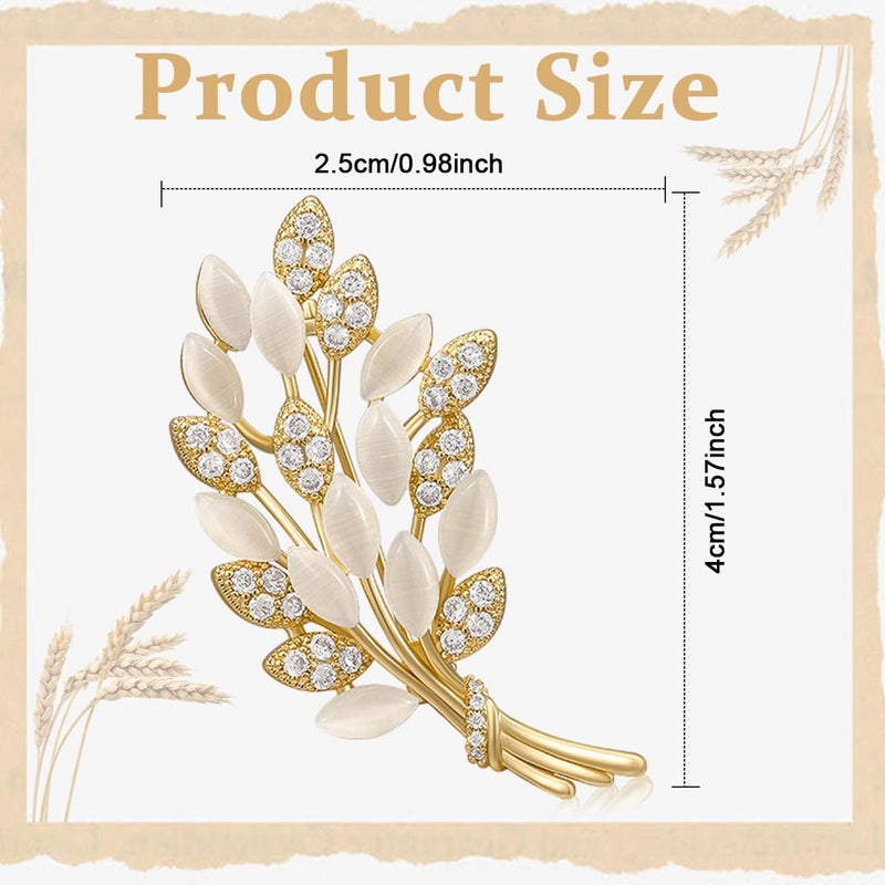 HANNEA® Crystal Opal Saree Brooch for Women Girls, Rhinestone Brooches Elegant Golden Alloy Lapel Pin Brooch for Suit, Dress, Scarf, Shawl - Ladies Jewelry Gift - Image 2