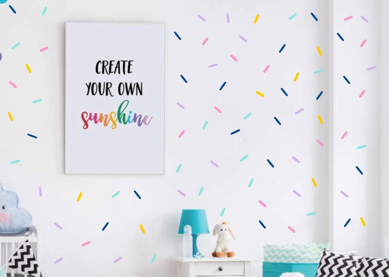 Easu Sprinkles Fabric Wall Decals Mini Bar Stickers Confetti Wall Decal Removable Peel and Stick Decals Kids Room Decor - Image 2