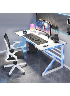 Yoawllty Desktop Computer Desk 1.2m/47.2in,Ergonomic Home Office Desk Gaming Table PC Computer Gaming Desk, Workstation for Gift Idea (L120cm*W60cm* H75cm)White  - Image 1