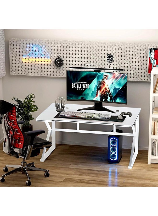 Yoawllty - Desktop Computer Desk 1.2m/47.2in,Ergonomic Home Office Desk Gaming Table PC Computer Gaming Desk, Workstation for Gift Idea (L120cm*W60cm* H75cm)White - Image 1