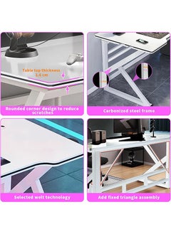 Yoawllty Desktop Computer Desk 1.2m/47.2in,Ergonomic Home Office Desk Gaming Table PC Computer Gaming Desk, Workstation for Gift Idea (L120cm*W60cm* H75cm)White  - Image 5