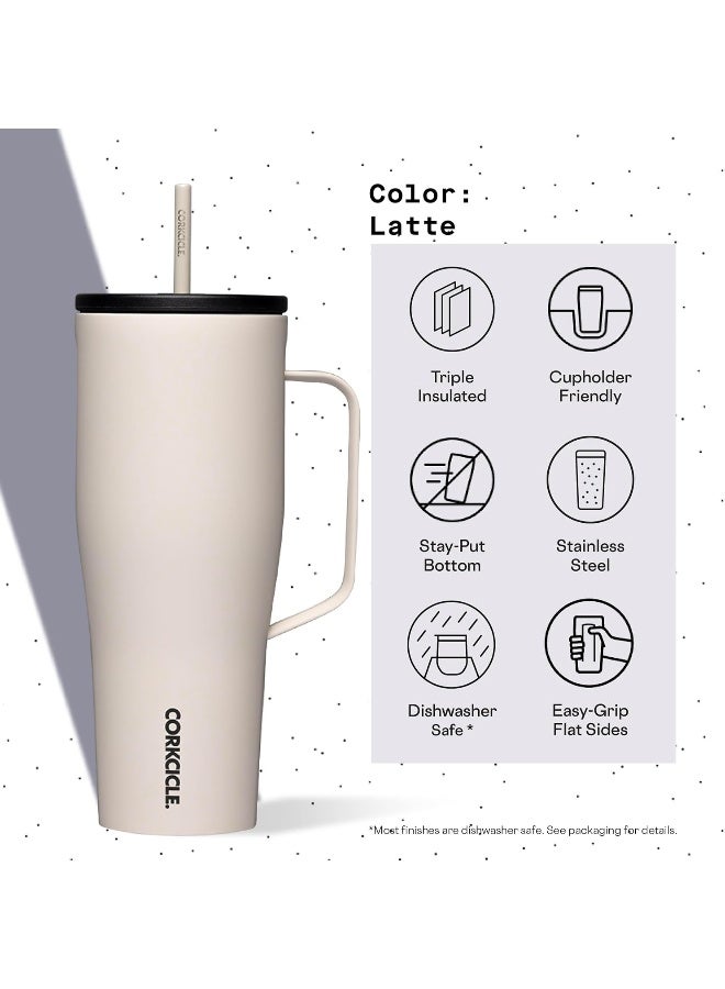 Corkcicle Cold Cup XL Insulated Tumbler with Handle, Lid, & Straw, Latte, 30 oz – Reusable Cupholder Friendly Water Bottle Keeps Drinks Cold 12hrs - Image 4