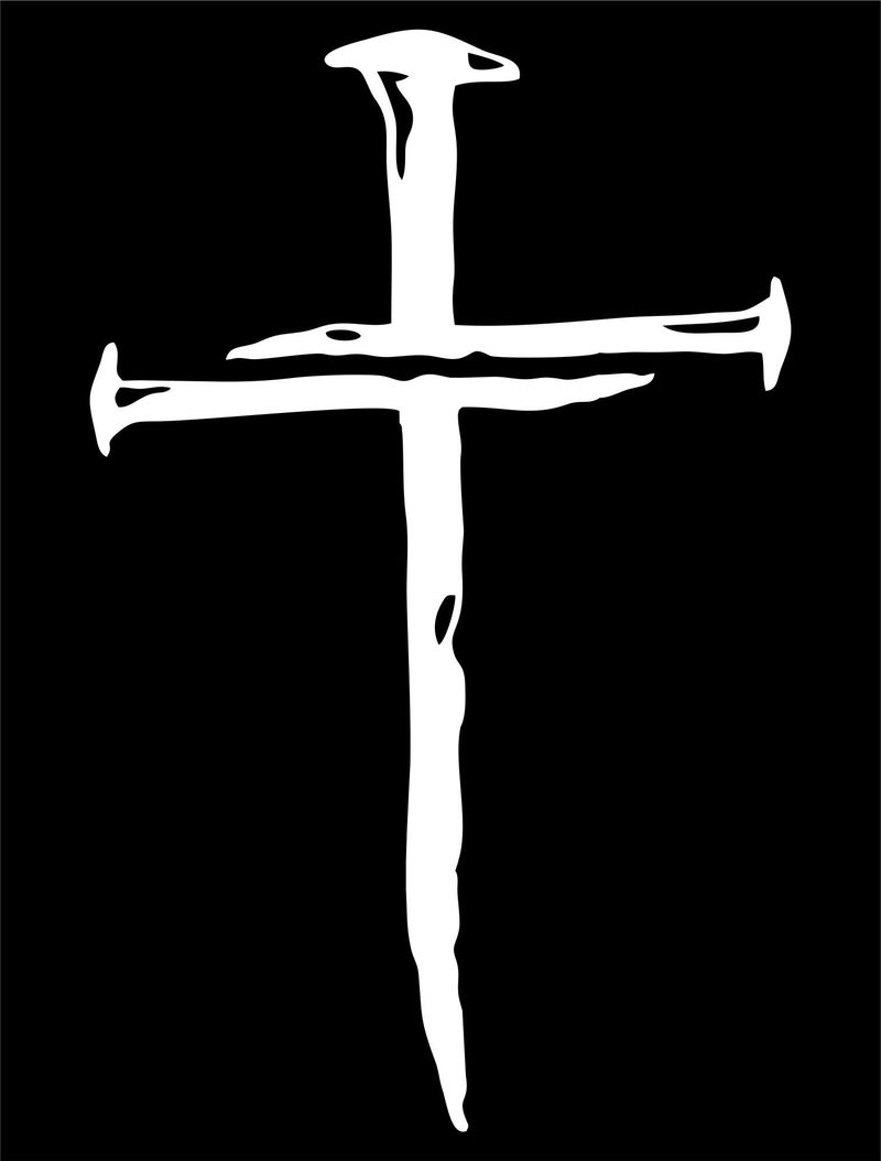 Sunset Graphics & Decals Cross of Nails Decal Vinyl Car Sticker | Cars Trucks Vans Walls Laptop | White | 5.5 x 3.5 inches | SGD000046A - Image 1