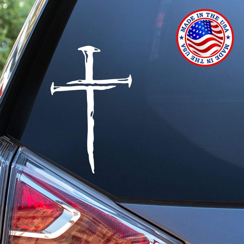 Sunset Graphics & Decals Cross of Nails Decal Vinyl Car Sticker | Cars Trucks Vans Walls Laptop | White | 5.5 x 3.5 inches | SGD000046A - Image 3