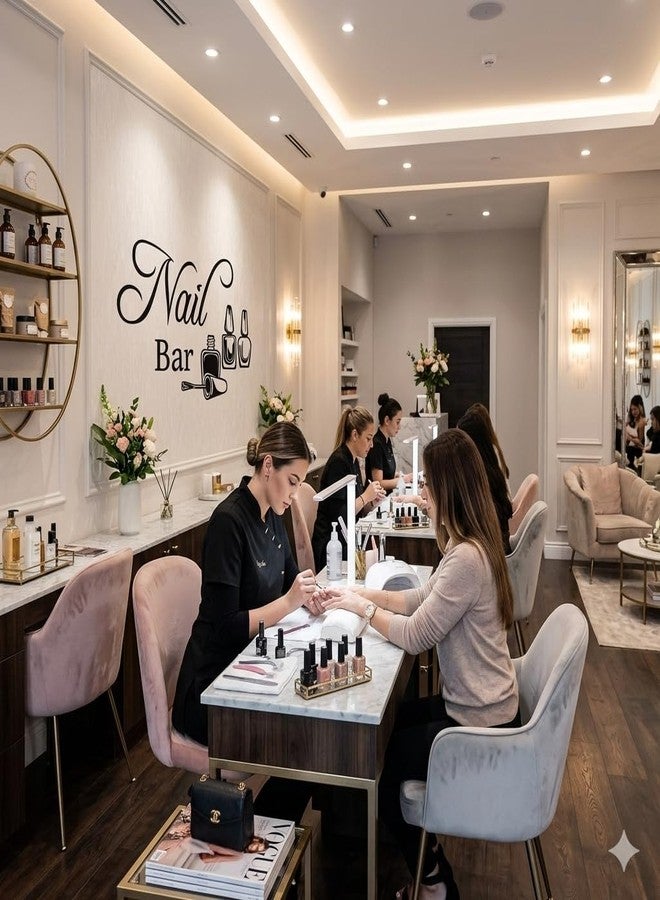 ARWY® Nail Salon Wall Sticker 50x70 cm | Nail Art Manicure Pedicure Wall Decal | Beauty Parlour Window & Wall Decoration | Waterproof Self Adhesive Vinyl Salon Decor - Image 3