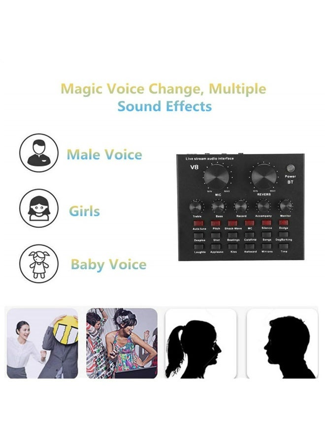 V8 Live Sound Card - Audio Interface with 112 Effects, 7 Connectivity Modes for Streaming, Karaoke & PC Recording (Black) - Image 2