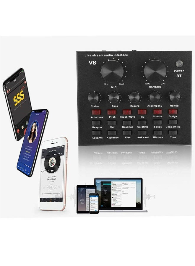 V8 Live Sound Card - Audio Interface with 112 Effects, 7 Connectivity Modes for Streaming, Karaoke & PC Recording (Black) - Image 3