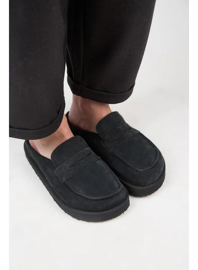 Manijero  (Ziva) Women's Genuine Leather Loafer Platform Anthracite Slipper for Women | Best Price UAE