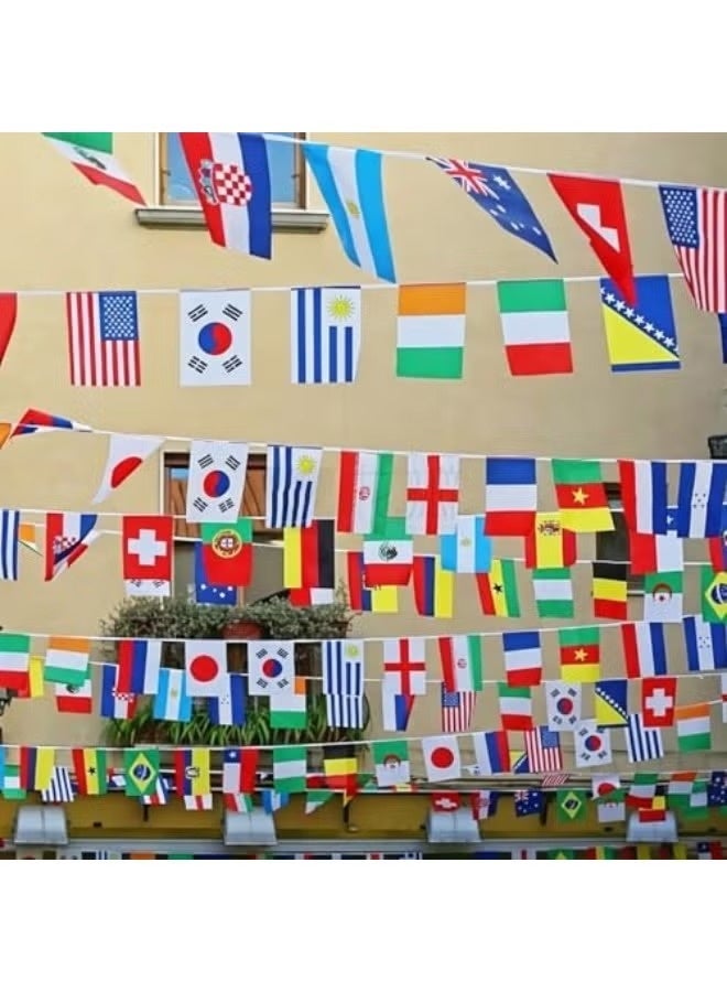 مجموعة أعلام خيطية لبطولة كأس العالم تضم 48 دولة وملصق جدول المباريات، أعلام زينة دولية مستطيلة الشكل بطول 15 مترًا و17.5 مترًا لتزيين حفلات البارات (أعلام خيطية لـ 48 دولة) - Image 5