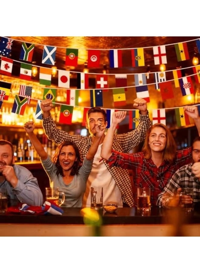 مجموعة أعلام خيطية لبطولة كأس العالم تضم 48 دولة وملصق جدول المباريات، أعلام زينة دولية مستطيلة الشكل بطول 15 مترًا و17.5 مترًا لتزيين حفلات البارات (أعلام خيطية لـ 48 دولة) - Image 3