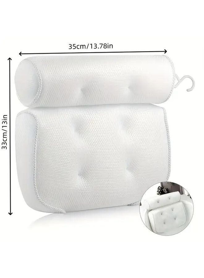 Butterfly Gray Bath Pillow With 6 Suction Cups Neck Back Support Non Slip Quick Dry - Image 4