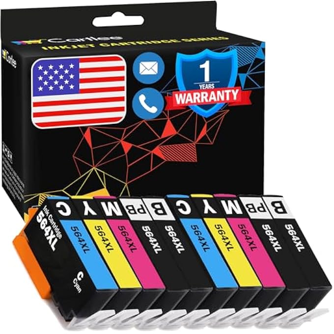 COMPATIBLE INK CARTRIDGES REPLACEMENT FOR HP 564XL FOR PHOTOSMART 5510 5520 6510 6520 6525 7510 7520 7525 B8550 C6380 D7560 PREMIUM C309A C410 OFFICEJET 4620 DESKJET 3520 (10 PACK) - Image 1