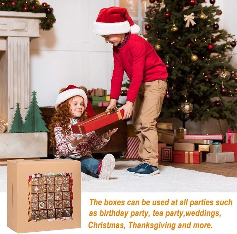 Zikra Cake Box, Brown Cookie Boxes with PVC Window Paper Bakery Boxes Pastry Boxes Cupcake Boxes, for Pies, Donuts, Cookies and Muffins, Small Natural Craft Paper Box (20 Pcs, 4 x 4 x 2.5 Inches) - Image 5