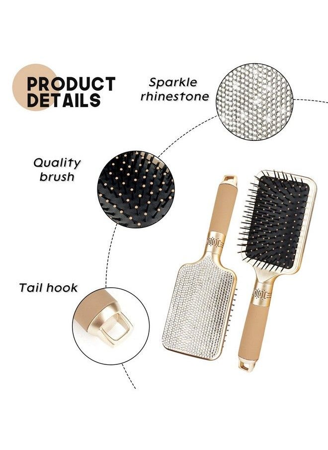 KEYPOWER - Hair Brush Detangles Instantly Removing Tangles Knots Fly Aways Exceptional Wig Brush For Hair Wraps & Weave Management Handmade Luxury Bling Crystal Paddle Brush Cute Rhinestone (White) - Image 1