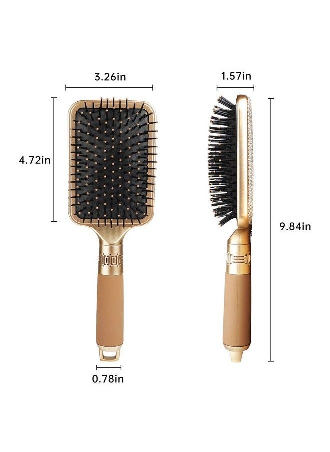 KEYPOWER - Hair Brush Detangles Instantly Removing Tangles Knots Fly Aways Exceptional Wig Brush For Hair Wraps & Weave Management Handmade Luxury Bling Crystal Paddle Brush Cute Rhinestone (White) - Image 1