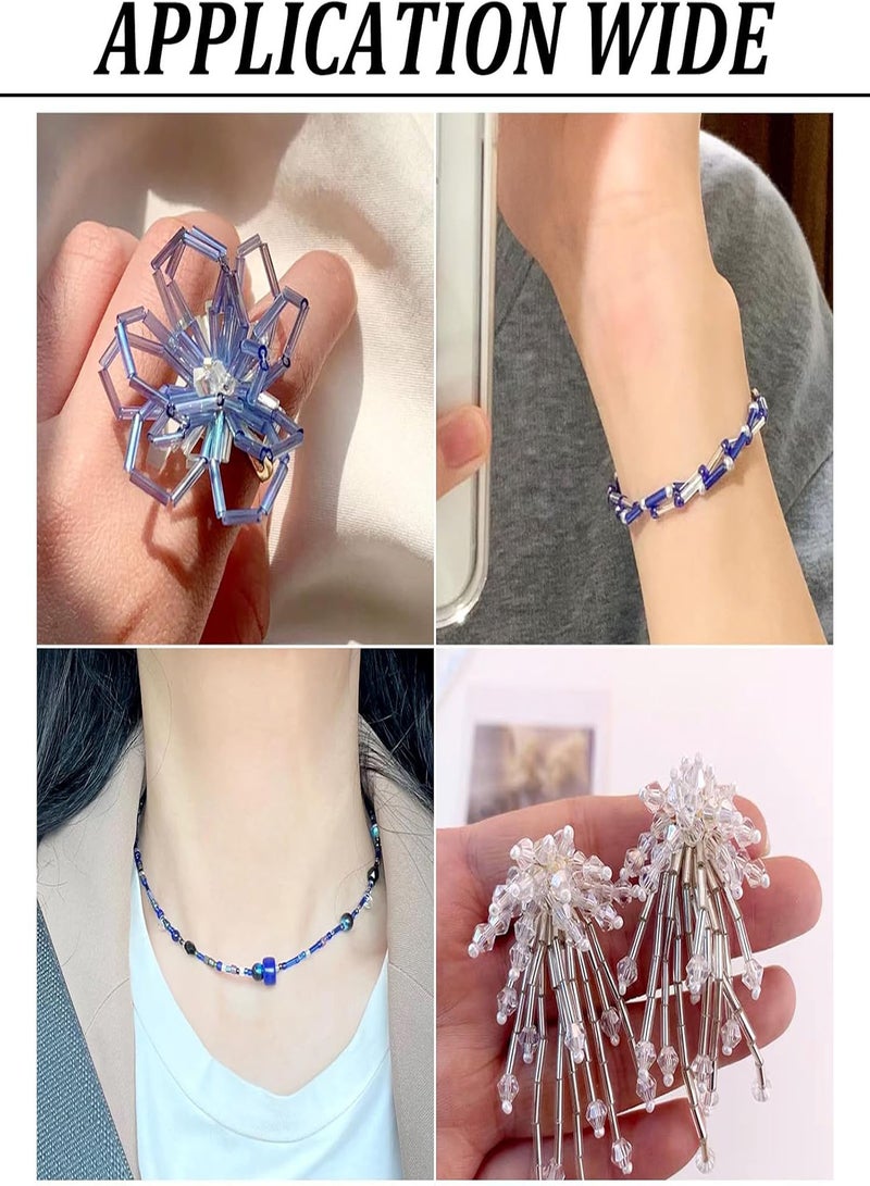 GGOOT Pandahall 10g Blue Glass Seed Beads Mixed Styles Glass Bugle Beads Tube Loose Spacer Beads Small Craft Beads for DIY Craft Projects Bracelet Necklace Jewelry Making  - Image 4