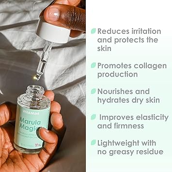 WildMint Marula Magic Natural Face Oil Softening Healing Marula Facial Oil for Sensitive Dry Mature Menopause Skin Reduces Redness Irritation UK Made Vegan CrueltyFree Skincare 30ml - Image 2