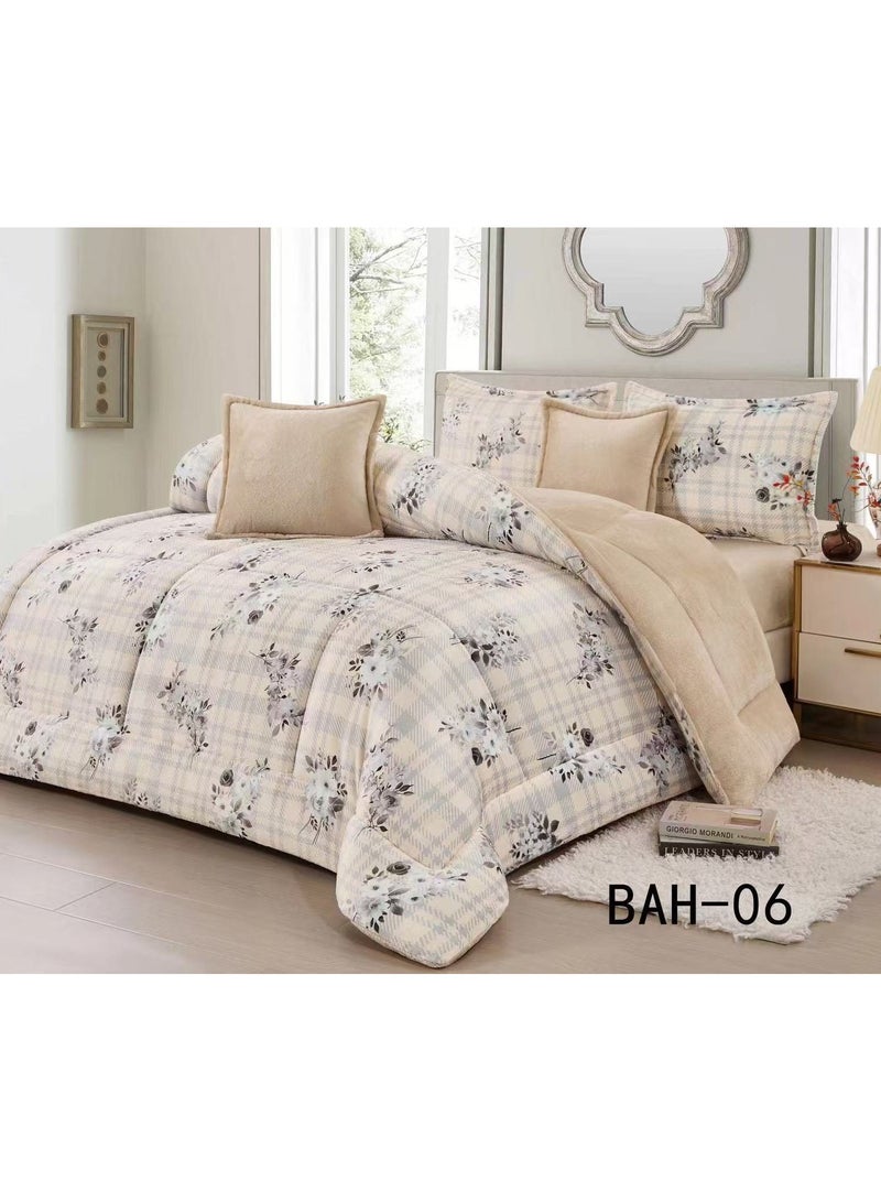 Brides Winter comforter, fur on velvet, comforter set, 4 pieces, size 170 x 22 cm - beige