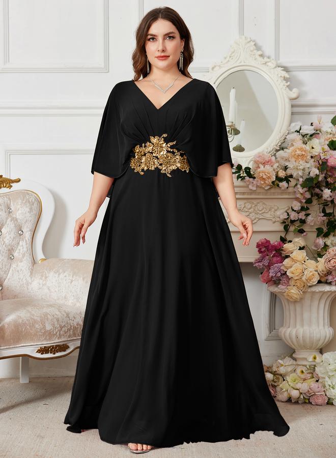 UNITHORSE Plus V-neck dress with beaded embroidery at the waist - Image 2
