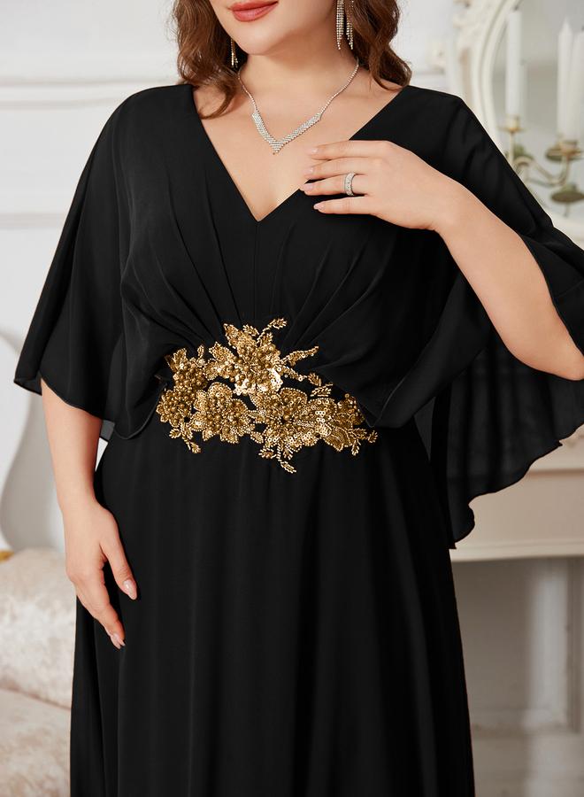 UNITHORSE Plus V-neck dress with beaded embroidery at the waist - Image 5