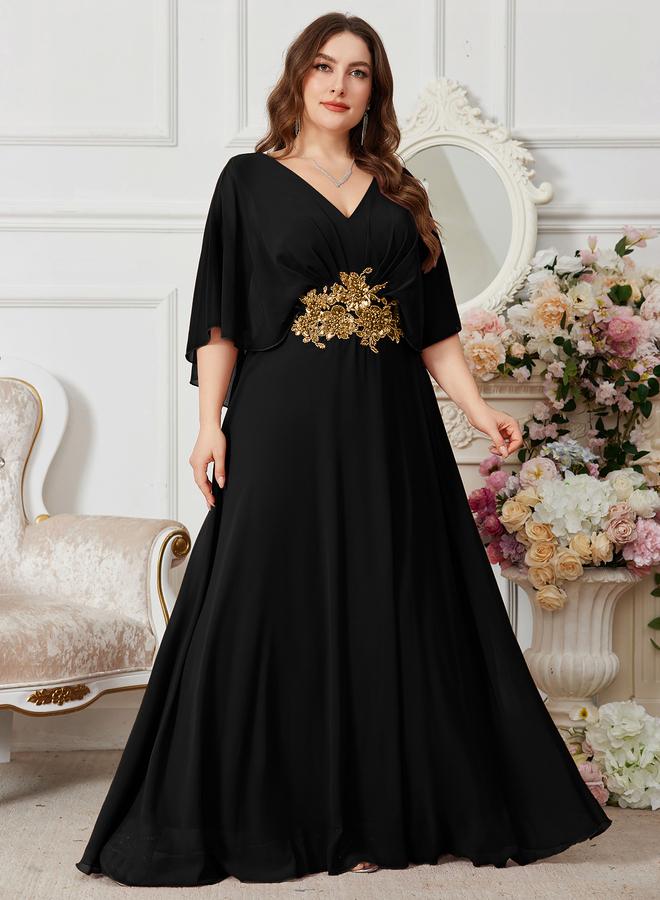 UNITHORSE Plus V-neck dress with beaded embroidery at the waist - Image 4