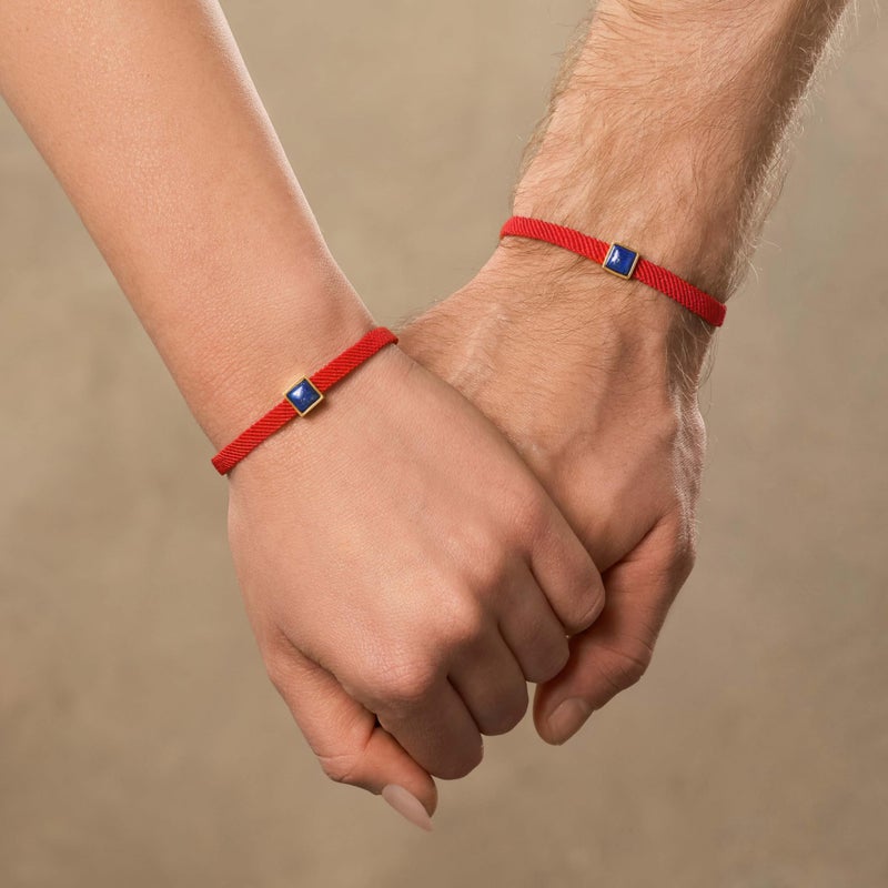 KARMA AND LUCK Red String Bracelet with Black Onyx, Jade, Tiger Eye, Lapis Lazuli - Rhodium Plated Brass, Handmade in Thailand, Available in 6.5", 7", 7.5" Lengths - Image 2