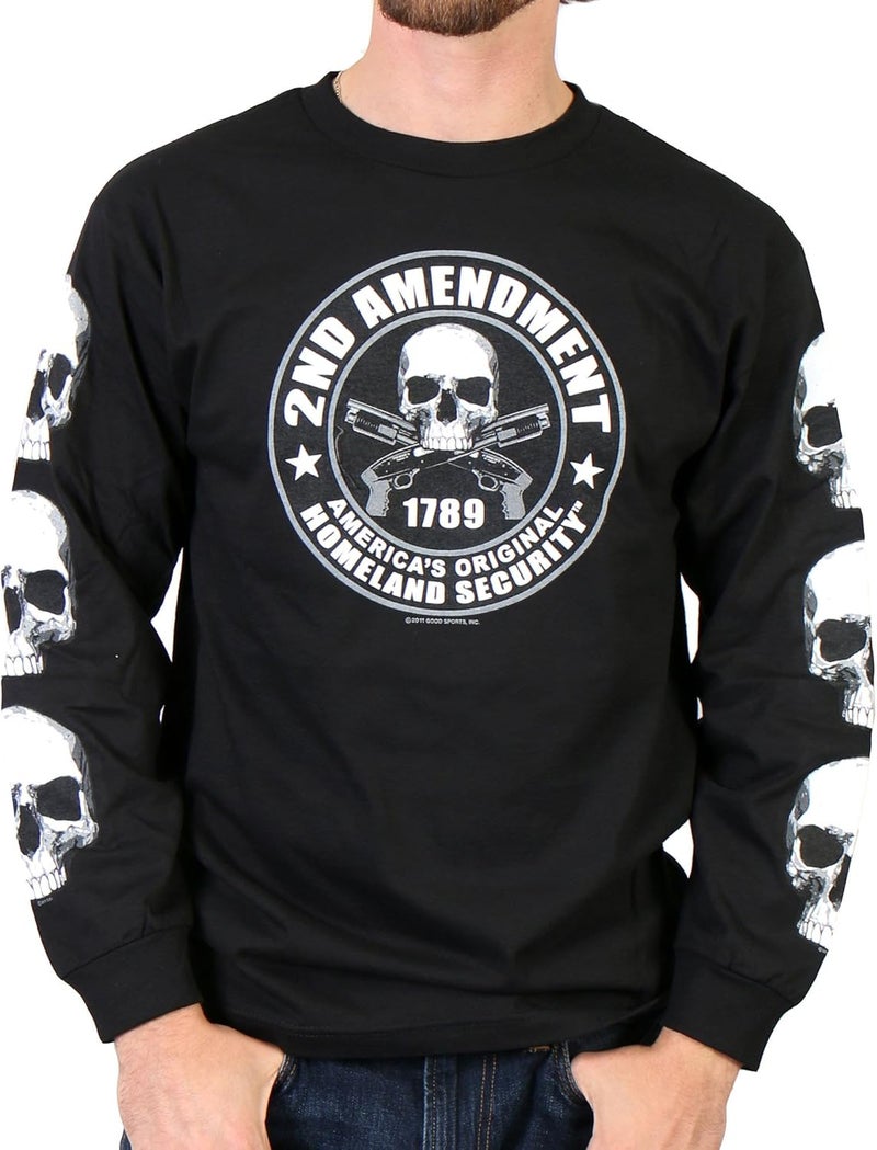 Hot Leathers Men's 2nd Amendment Long Sleeve Shirt - Black - Image 1
