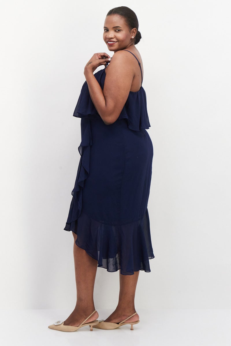 City Studio Women Plus Size Solid Midi Dress, Navy - Image 3