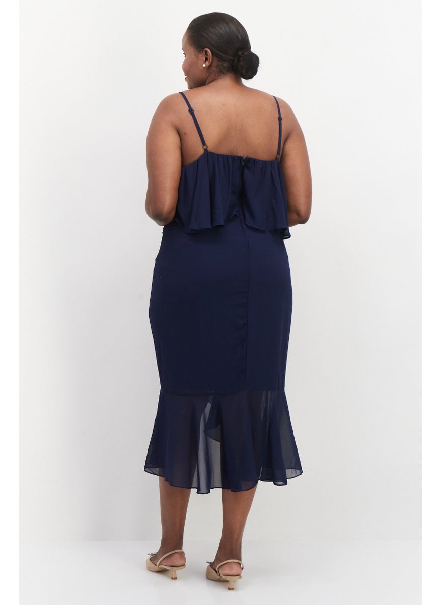 Women Plus Size Solid Midi Dress, Navy - pzsku/Z5E9A6A222DD8DED9D48DZ/45/_/1737900679/2816cb6c-e918-47bf-8ec2-fbc1b872d4f6