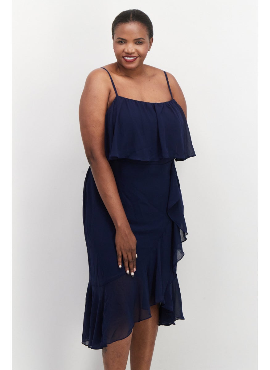 Women Plus Size Solid Midi Dress, Navy - pzsku/Z5E9A6A222DD8DED9D48DZ/45/_/1737900707/d3893fde-5e95-4cf5-9624-78fdf32f4019