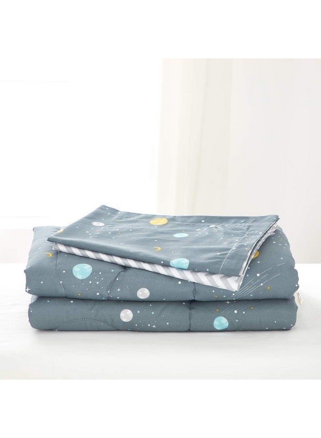 Uozzi Bedding طقم سرير للأطفال الأولاد كوكب الفضاء رمادي-أخضر يتضمن لحاف مزخرف رائع، ملاءة سرير، ملاءة علوية، وكيس وسادة لسرير الأولاد - Image 3