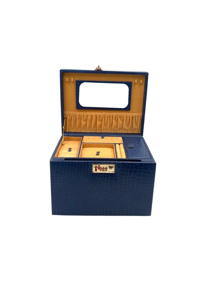 LAVERI LEATHER Genuine Leather Jewellery Box Blue - Image 5