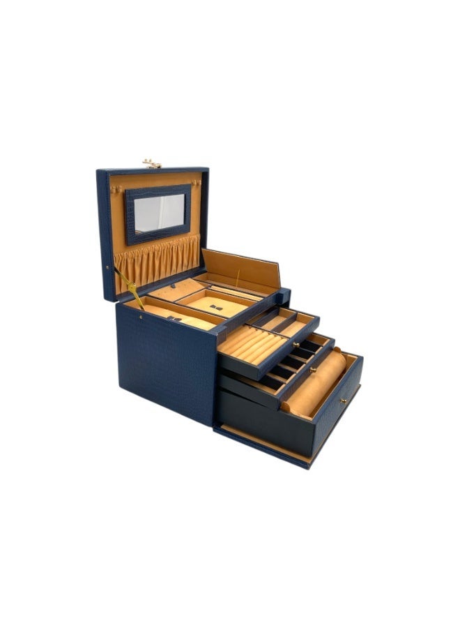 LAVERI LEATHER Genuine Leather Jewellery Box Blue - Image 1