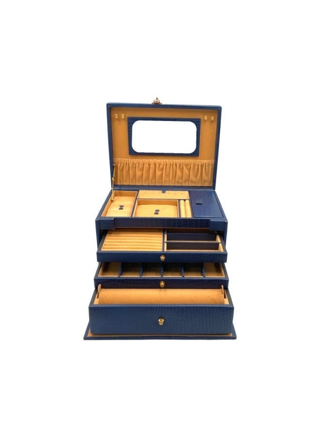 LAVERI LEATHER Genuine Leather Jewellery Box Blue - Image 3