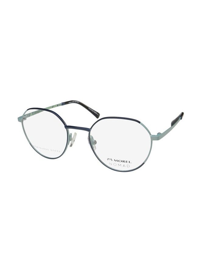 NOMAD 40090n Stainless Steel Metal Durable Oversized Lenses French Fashion Designer Retro Looks Eyeglass Frame/Glasses [49-19-135, blue/light green/black] - Image 1