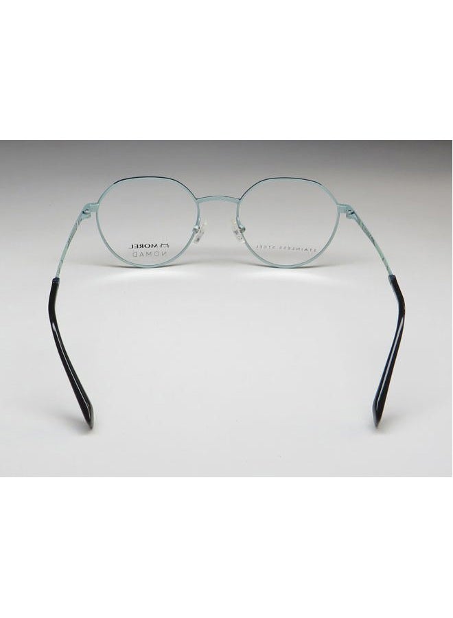 NOMAD 40090n Stainless Steel Metal Durable Oversized Lenses French Fashion Designer Retro Looks Eyeglass Frame/Glasses [49-19-135, blue/light green/black] - Image 5