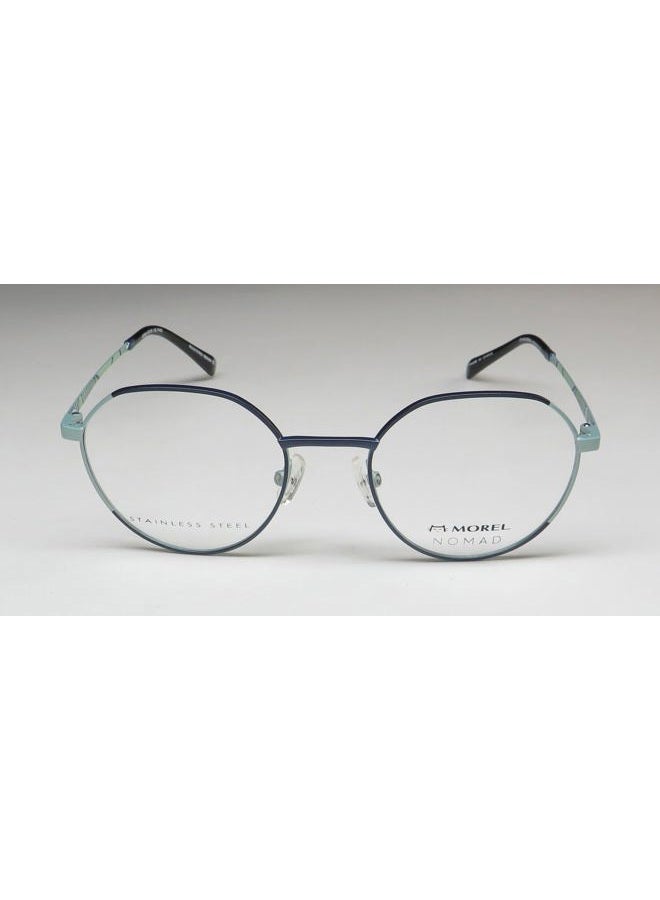 NOMAD 40090n Stainless Steel Metal Durable Oversized Lenses French Fashion Designer Retro Looks Eyeglass Frame/Glasses [49-19-135, blue/light green/black] - Image 3