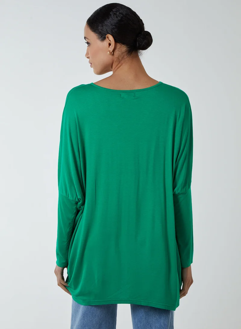 Blue Vanilla Hotfix Multi Heart Batwing Top