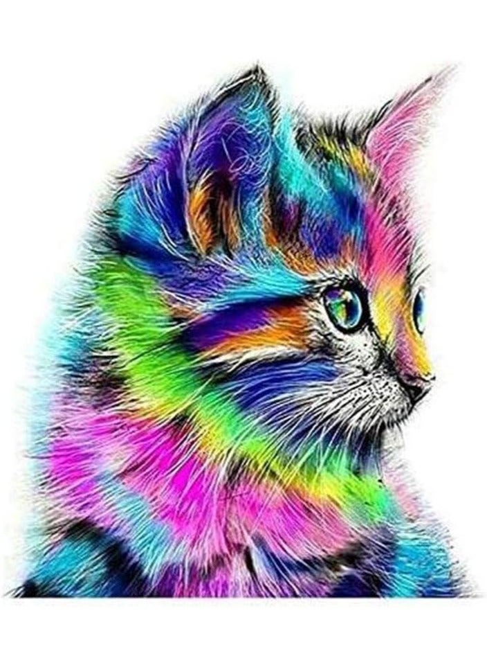 Cool Baby Colorful Cat 5D Diamond Painting Diy Paint By Kit Craft Home Wall Decor 30 X Cm - Image 1