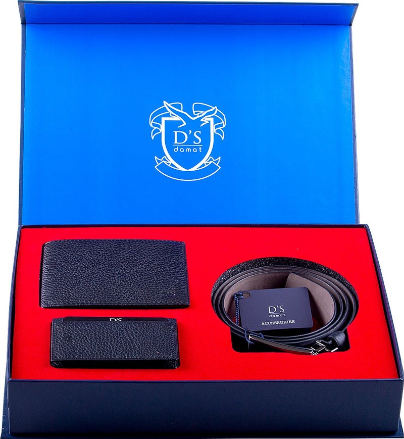 D'S DAMAT حزام وك wallet المحفظة حامل بطاقة مجموعة سوداء  - Image 1